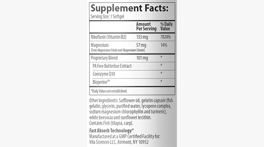 Migravent Supplement Facts