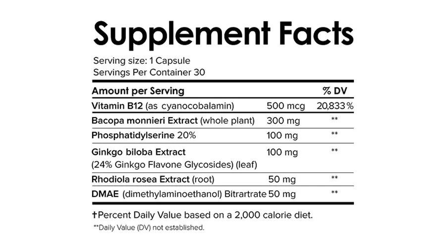 Vital Vitamins Brain Booster Ingredients